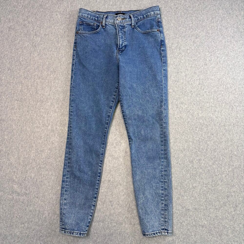 Express Skinny Mid Rise Crop Jeans WMNS 30 Blue Light Wash Flex Cropped Slim Fit